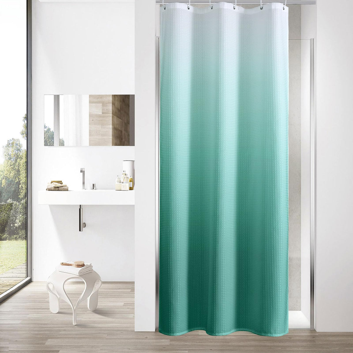 Sage Green Luxury Heavyweight Textured Fabric Shower Curtain Hotel,72x72