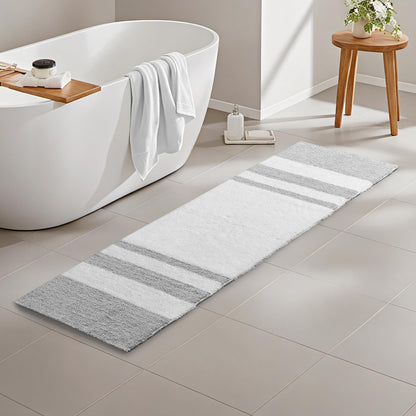 Madison Park Reversible Spa Rug 100%-Cotton Striped Ultra Soft Water Fast Bath Non-Slip Absorbent Quick Dry Mats for Tub, Shower Room, and Bathroom, 20x30, Taupe (Pack of 1)