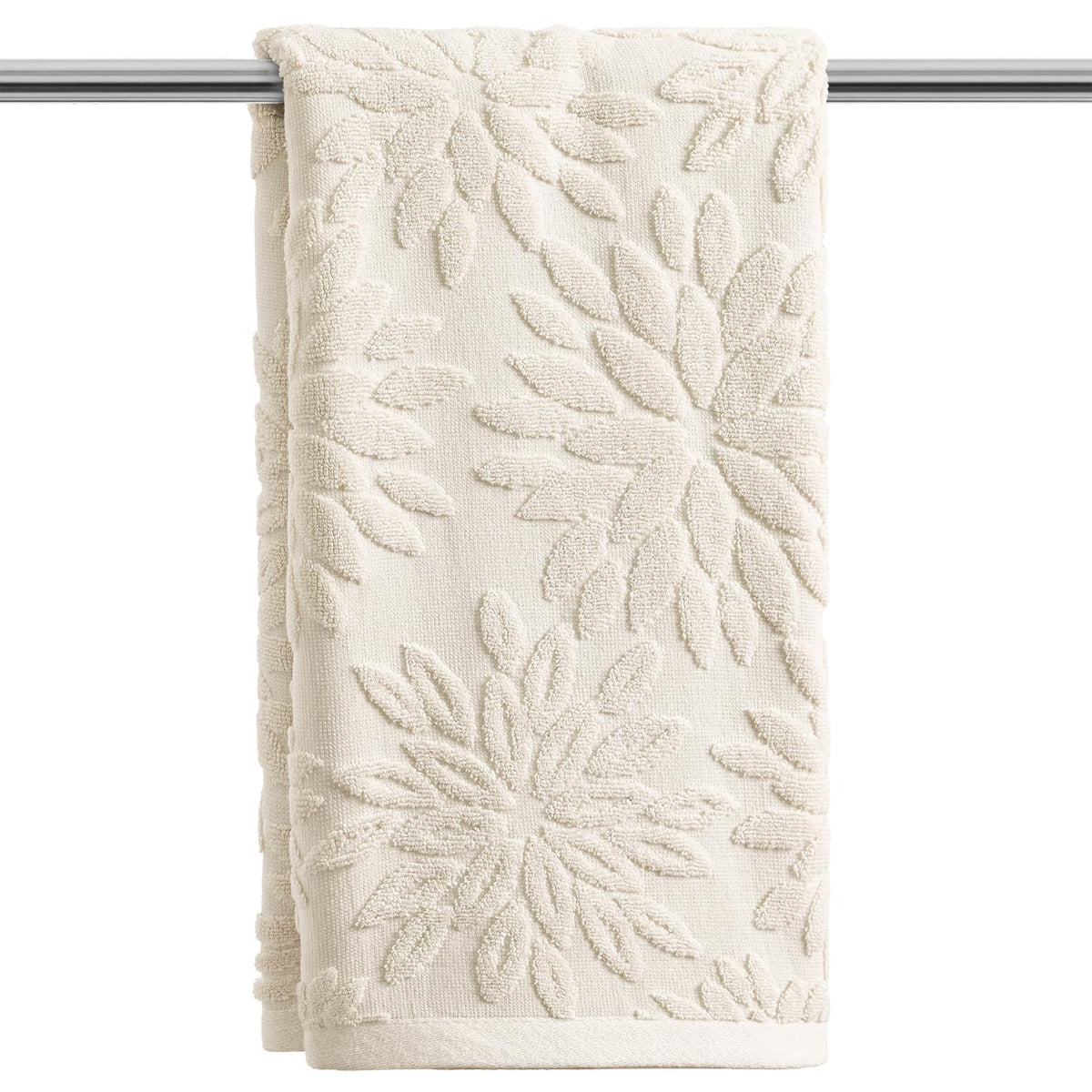 Artoid Mode 2 Pcs Olive Green 3D Dahlia Floral Jacquard Hand Towels for Bathroom, Cotton Soft Absorbent Bathroom Decor Towels, 13.7 x 29.5 Inch