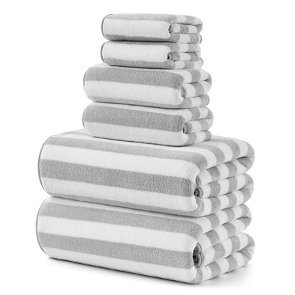 REDKISS 6-Piece Microfiber Bath Towel Set, Ultra Soft, Highly Absorbent & Quick Dry, 35x70 Inch Oversized, Gray Towels for Bathroom, Spa, Gym, 2 Bath 2 Hand 2 Washcloths