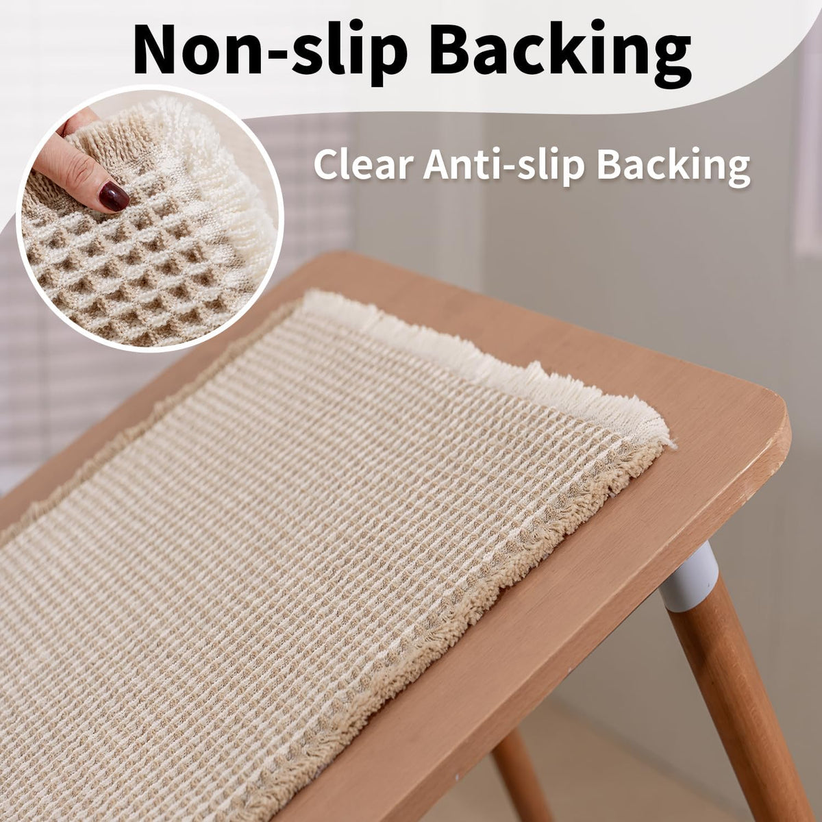 Waffle Bath Mat, Boho Bathroom Rugs Non Slip Washable, 18" x 30"
