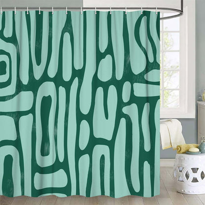 Bondjos Abstract Sage Green Shower Curtain,Boho Modern Geometric Line Art Decor,Abstract Minimalist Farmhouse Style Shower Curtain for Bathroom，Waterproof Polyester Fabric Bathroom Curtain,72x72 Inch
