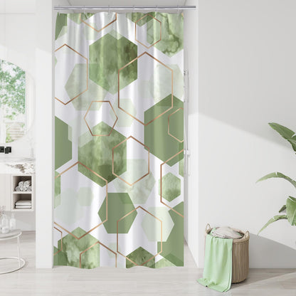 Litabel Sage Green Geometric Shower Curtain for Bathroom, 72x72