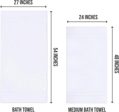 Utopia Towels 6 Pack Medium Bath Towels, 24x48 in, 500 GSM Cotton, White