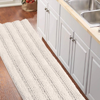 Turquoize Bathroom Runner Rug 17"x47", Soft Absorbent Chenille Bath Rug