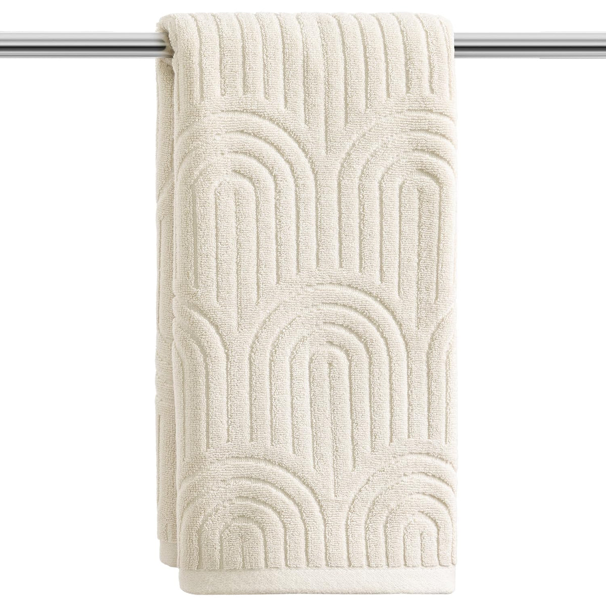 Artoid Mode 2 Pcs Caramel 3D Arched Stripes Jacquard Hand Towels for Bathroom, 100% Cotton Soft Absorbent Bathroom Decor Towels, 13.7 x 29.5 Inch