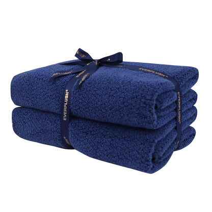 Everplush Diamond Jacquard 6 Pieces Bath Towel Set, Luxury Super Soft Oversized Towels, Highly Absorbent Diamond Jacquard Quick Dry Bath Towel for Bathroom Navy Blue Towel Set