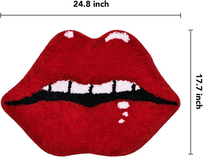 Panstar Lips Shaped Bathroom Rug, Cute Red Bath Mat Non Slip, Absorbent, Plush Shower Rugs For Bathtub