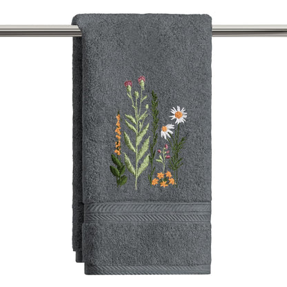 Artoid Mode 2 Pcs Beige Wildflower Floral Embroidered Hand Towels for Bathroom, 100% Cotton Soft Absorbent Farmhouse Decor Towels, 13.7 x 29.5 Inch