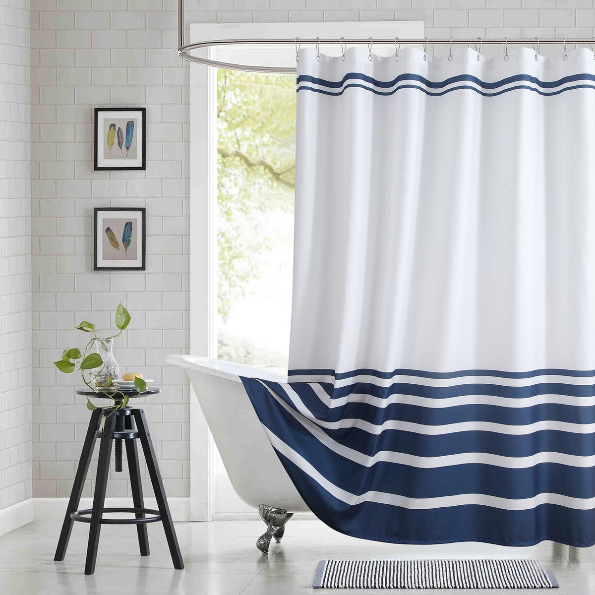 Fabric Shower Curtain, Blue Shower Curtain, Plolyester Ombre Shower Curtains for Bathroom, Modern Decorative Bathroom Curtains, 72" W x 72" H