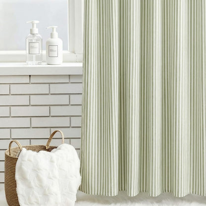 Mindsoft Stripe Curtain, Green and White, 72 x 72 Inches, Stripe