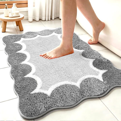 Cute Scalloped Rose Pink Bathroom Rugs Mat,Non Slip Absorbent Quick Dry Bath Mats for Shower Room,Microfiber Bath Mats for Bathroom Floor Washable Carpet for Shower Tub Sink Bedroom,20"x32"