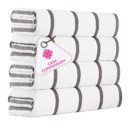 CASA COPENHAGEN Solitaire 6 Pieces Towel Set- Midnight Black, 600 GSM 2 Bath Towel 2 Hand Towel 2 Washcloth, Designed in Denmark Made of Soft Egyptian Cotton for Bathroom, Kitchen & Shower