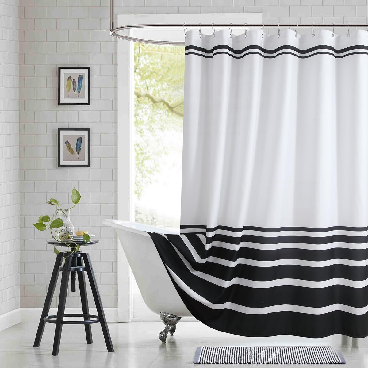 Fabric Shower Curtain, Blue Shower Curtain, Plolyester Ombre Shower Curtains for Bathroom, Modern Decorative Bathroom Curtains, 72" W x 72" H