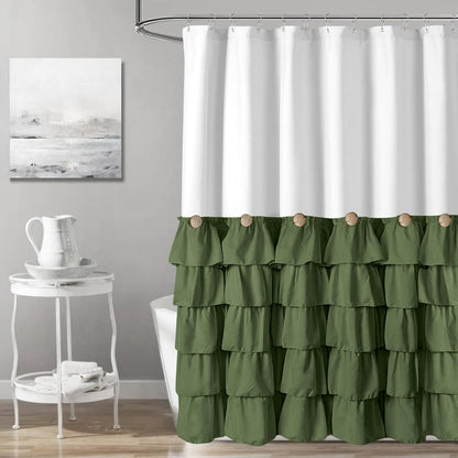 Seasonwood Black Ruffle Shower Curtain Farmhouse Shower Curtain 72 X 72