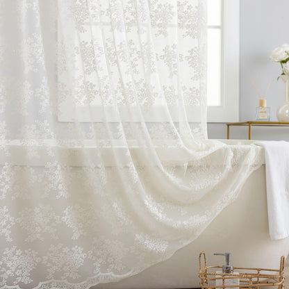 TUDECO Black Lace Shower Curtain with Valance, Gothic Style, 72 x 72 Inch
