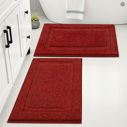 SHACOS Soft Microfiber Bathroom Rugs Set of 2 Pieces, White