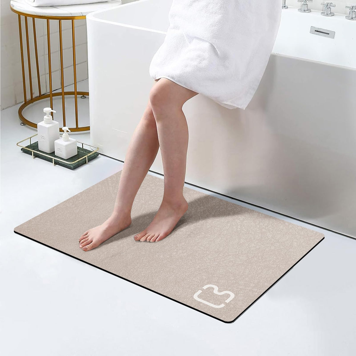 RUERYA Grey Long Bathroom Rugs Large Stone Bath Mats for Bathroom,15.7"x47"
