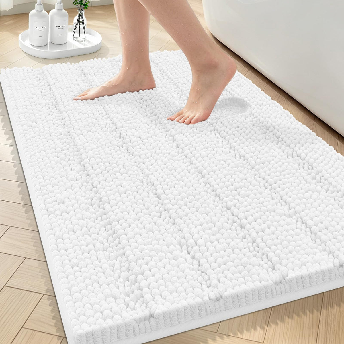 Bcoimo Bath Rug Mat,48x24 High Absorbent Latte Long Bathroom Runner Rugs