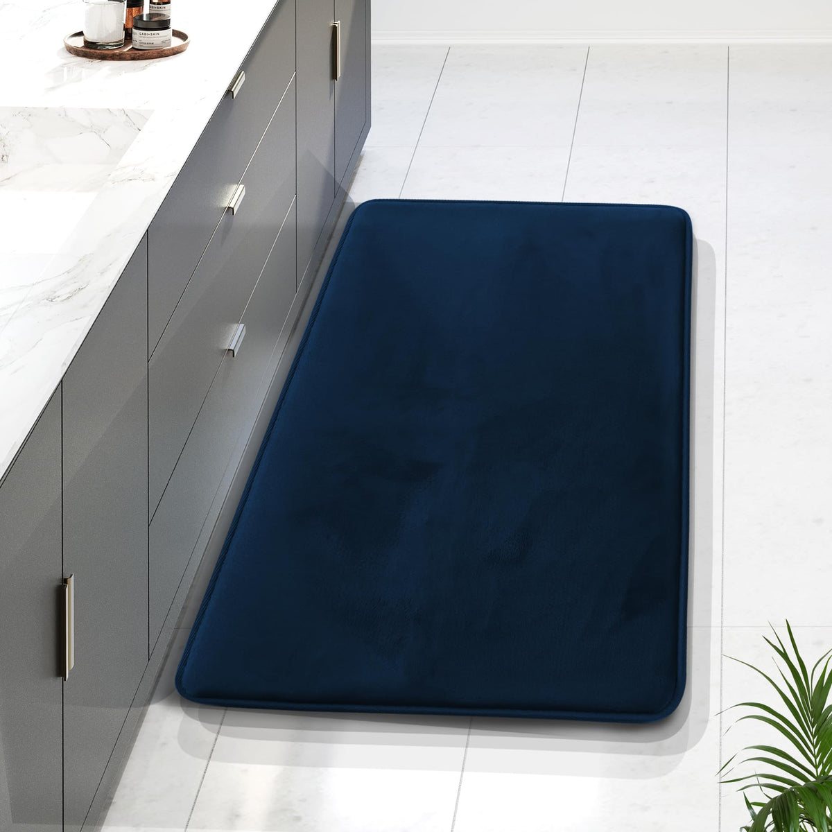Clara Clark 3 Piece Bathroom Rugs Bath Mat Set, Velvet Memory Foam Bath Mats for Bathroom - Non-Slip, PVC Backing Bath Rugs, Washable - Dries Quickly, Green