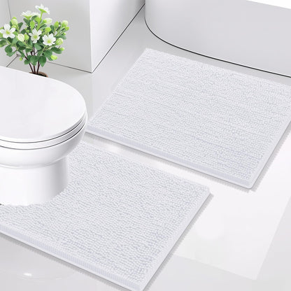 Smiry Chenille Bathroom Rugs Sets 2 Piece (30x20+24x16, Black)