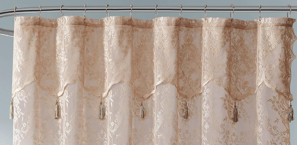 Warm Home Designs Golden Lace Shower Curtain with Valance. LAU Linen 72