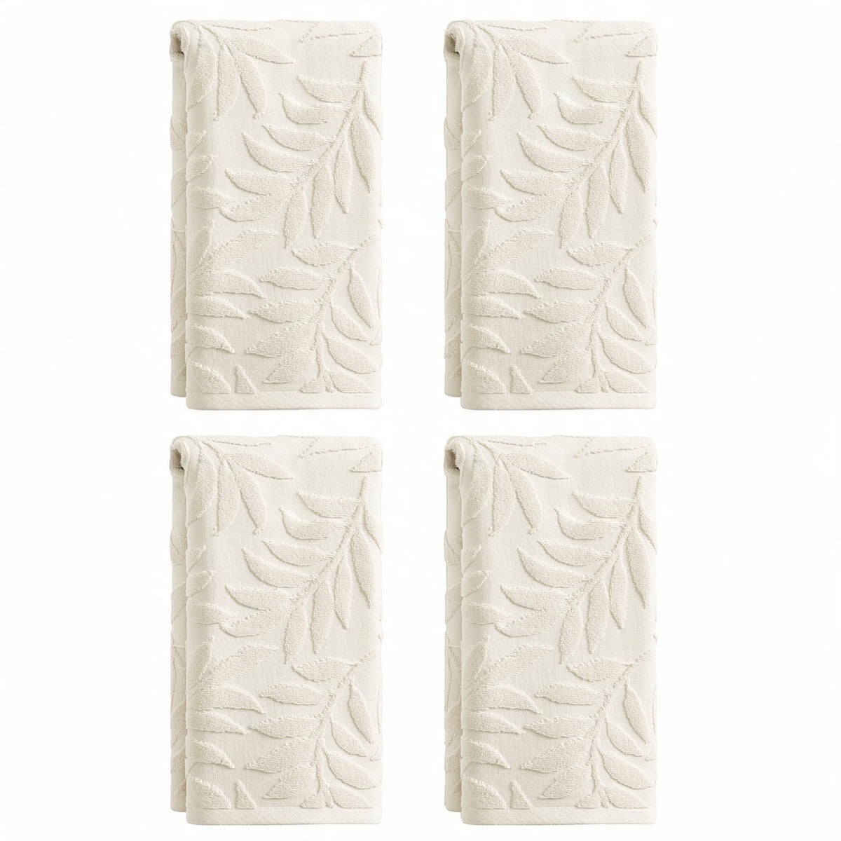 Artoid Mode 2 Pcs Caramel 3D Leaves Jacquard Hand Towels for Bathroom, 100% Cotton Soft Absorbent Bathroom Decor Towels, 13.7 x 29.5 Inch