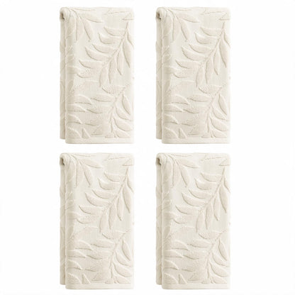 Artoid Mode 2 Pcs Caramel 3D Leaves Jacquard Hand Towels for Bathroom, 100% Cotton Soft Absorbent Bathroom Decor Towels, 13.7 x 29.5 Inch