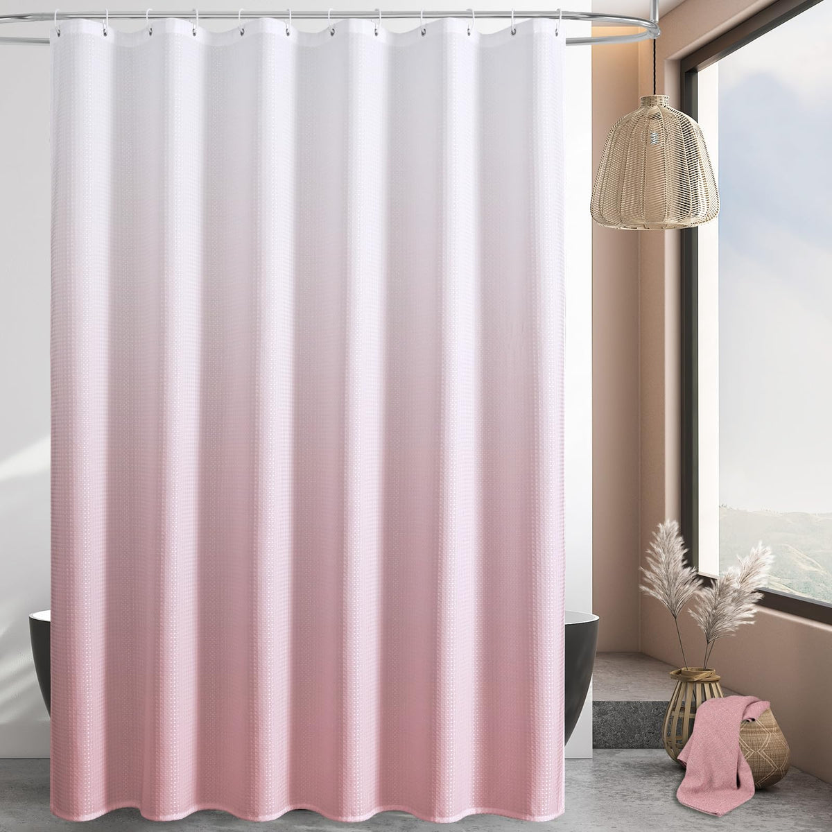 Sage Green Luxury Heavyweight Textured Fabric Shower Curtain Hotel,72x72