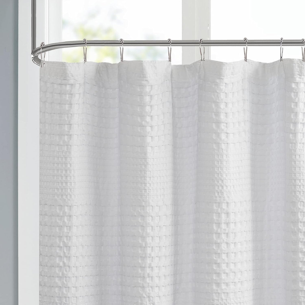 Madison Park Arlo Shower Curtain for Bathroom, 72 x 72, White