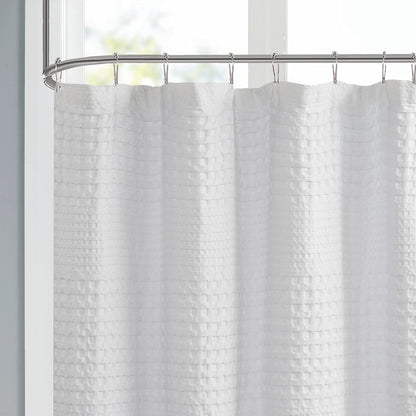 Madison Park Arlo Shower Curtain for Bathroom, 72 x 72, White