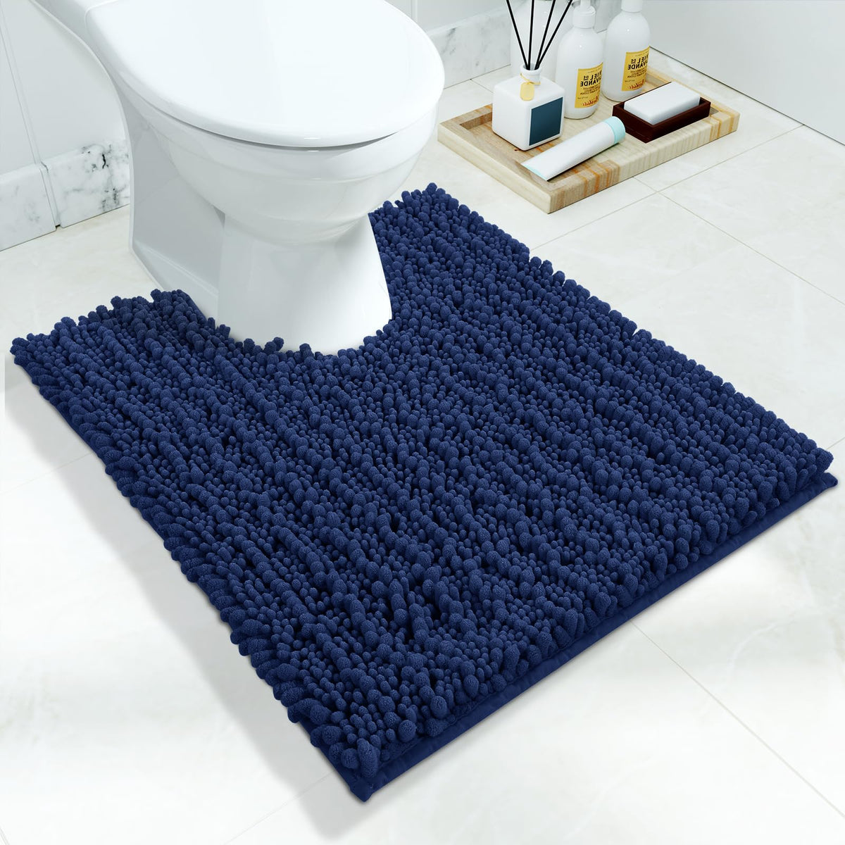 Yimobra Bathroom Rugs Non Slip Washable 32x20 Inch - Ultra Soft Absorbent Chenille Bath Mat, Quick Dry Shaggy Floor Carpet for Tub Shower, Gray Home Decor Accessories