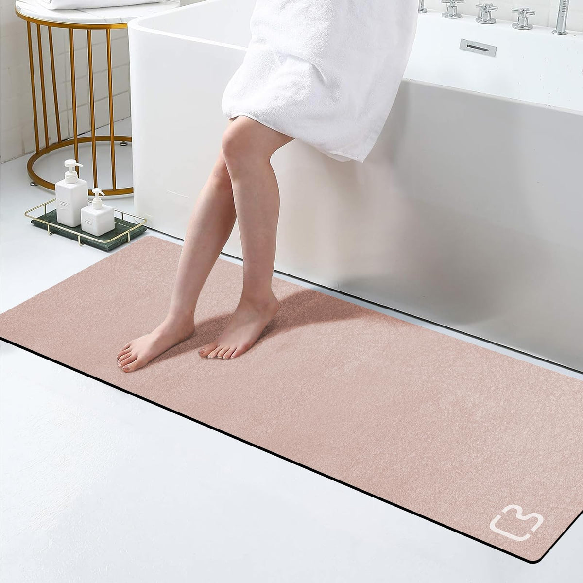 RUERYA Grey Long Bathroom Rugs Large Stone Bath Mats for Bathroom,15.7"x47"