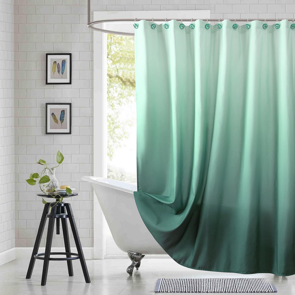 Fabric Shower Curtain, Blue Shower Curtain, Plolyester Ombre Shower Curtains for Bathroom, Modern Decorative Bathroom Curtains, 72" W x 72" H