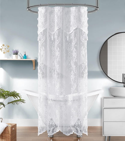 Warm Home Designs Golden Lace Shower Curtain with Valance. LAU Linen 72