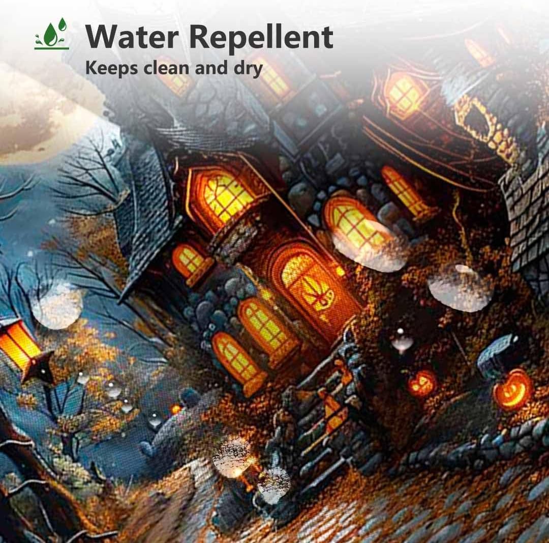 MEHOFOND Halloween Evil Pumpkin Shower Curtain Moon Night Bath Curtain