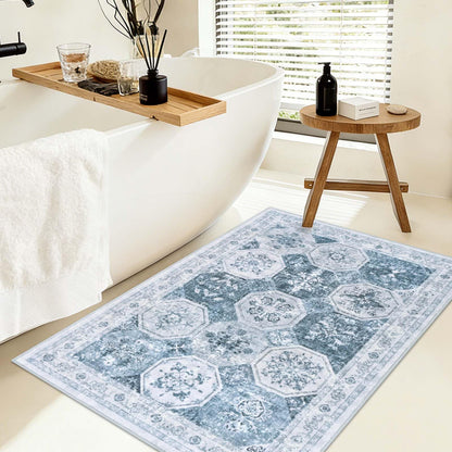 Yinhua Boho Bathroom Runner Rug Non Silp, Vintage Long Bath Mat Washable