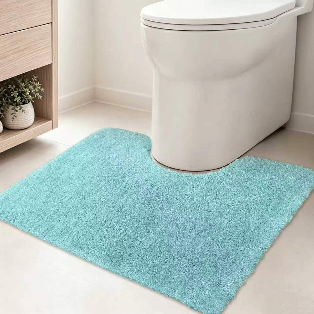 VOOVA & MOVAS Striped Bathroom Rug, 24x17, Microfiber, Aqua Beige Gray