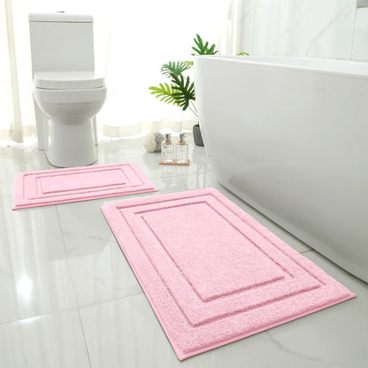 HOMEIDEAS Fall Bathroom Rugs Sets, 2 Piece Soft Bath Mat Burnt Orange