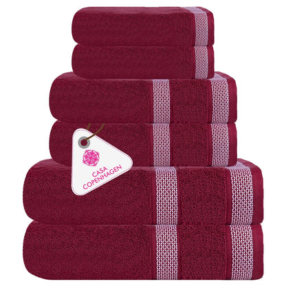 CASA COPENHAGEN Solitaire 6 Pieces Towel Set- Midnight Black, 600 GSM 2 Bath Towel 2 Hand Towel 2 Washcloth, Designed in Denmark Made of Soft Egyptian Cotton for Bathroom, Kitchen & Shower