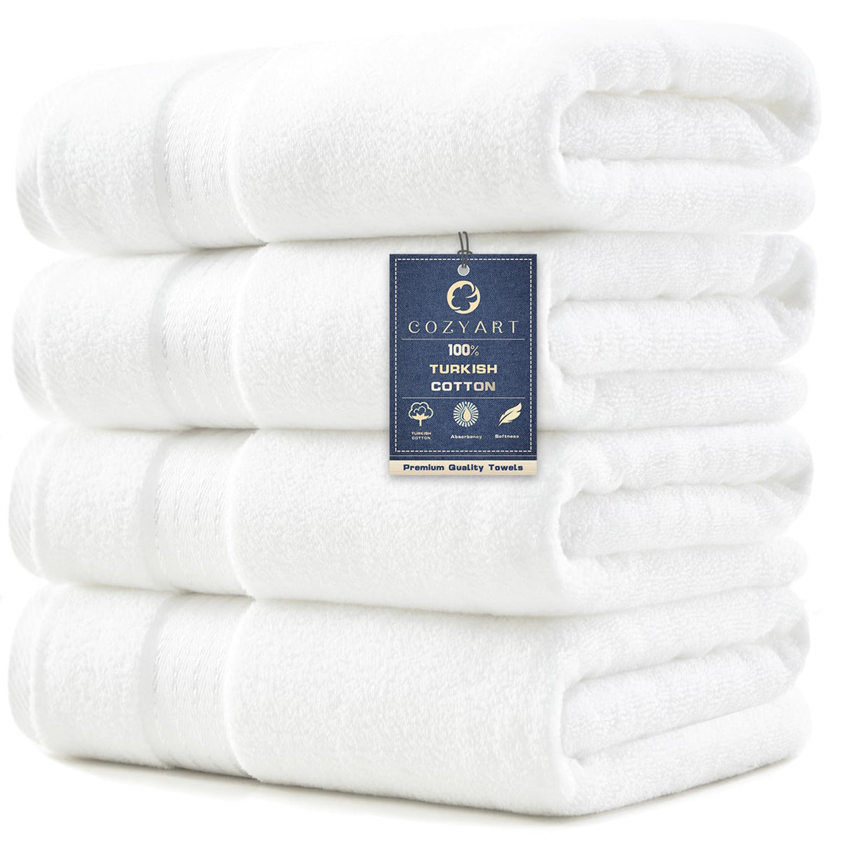 COZYART Luxury Bath Towels 4 PCS, 27x54 650 GSM Turkish Cotton Burnt Orange