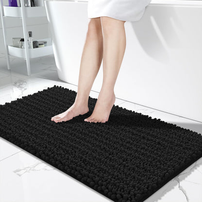Yimobra Bathroom Rugs Non Slip Washable 32x20 Inch - Ultra Soft Absorbent Chenille Bath Mat, Quick Dry Shaggy Floor Carpet for Tub Shower, Gray Home Decor Accessories