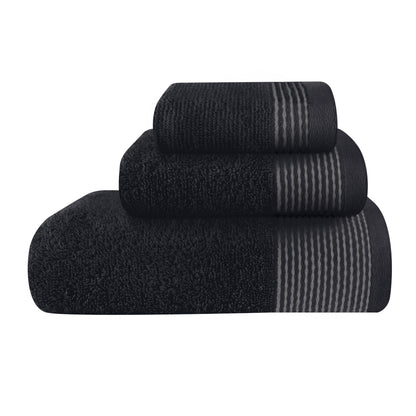 Belizzi Home 100% Cotton Ultra Soft 6 Pack Towel Set, Contains 2 Bath Towels 28x55 inchs, 2 Hand Towels 16x24 inchs & 2 Washcloths 12x12 inchs, Compact Lightweight & Highly Absorbant - Black
