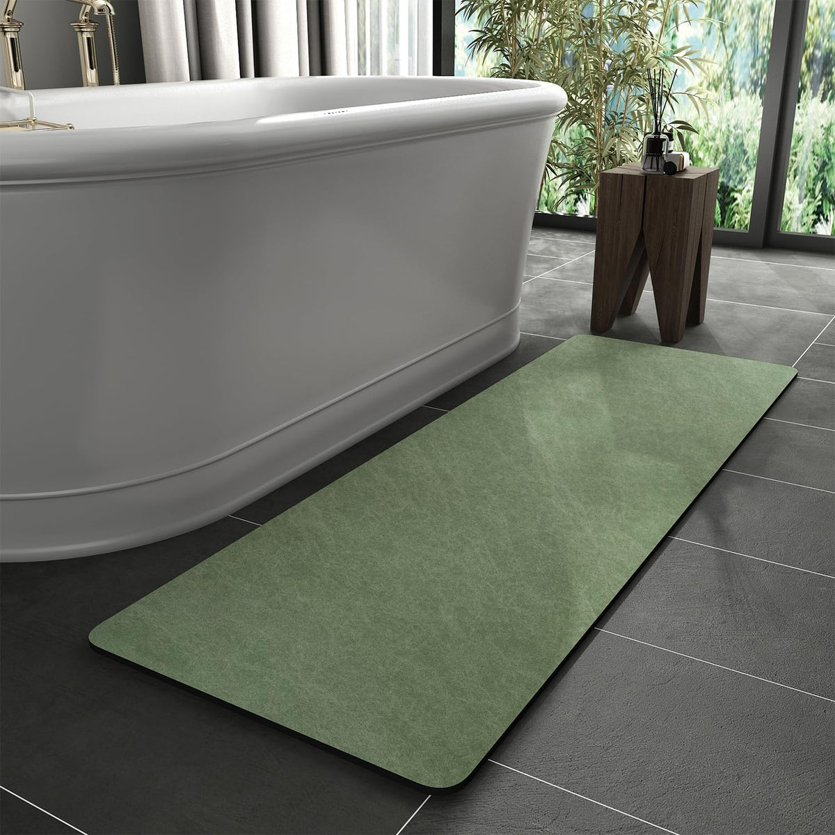 MontVoo -Bath Mat-Rubber Backing Non SlipThin Bathroom Rugs Fit Under Door- Quick Dry Absorbent Faux Suede Surface Grey Bathroom Floor Mats-Shower Rug for in Front of Bathtub Shower Gray 16x24