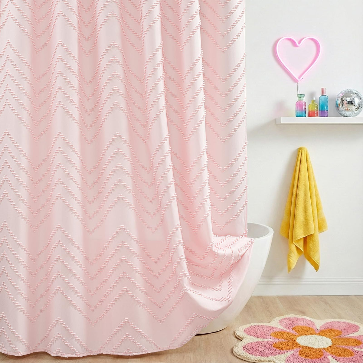 Grey Boho Fabric Shower Curtain 72 x 72 Inches