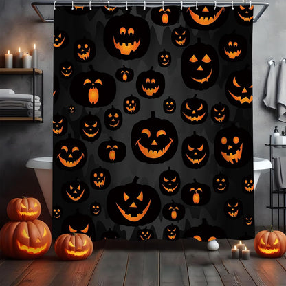 MEHOFOND Halloween Pumpkin Shower Curtain Evil Pumpkin Shower Curtain Black Fall Shower Curtains for Bathroom Decor Washable Durable Fabric Shower Curtains 72x72 inch