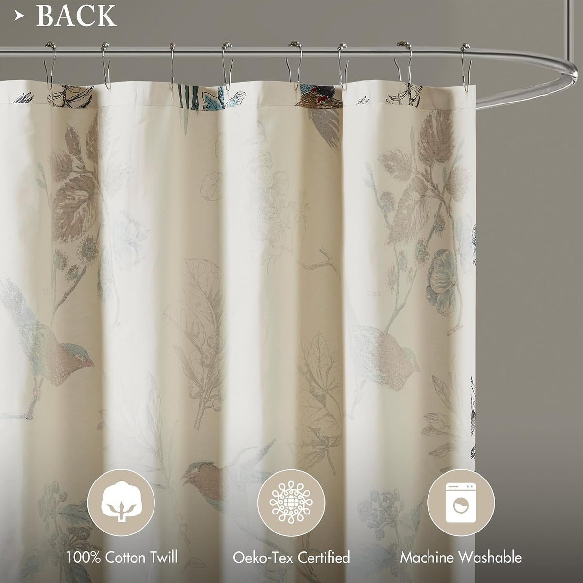 Madison Park Farmhouse Cotton Shower Curtain, 72"x72", Khaki