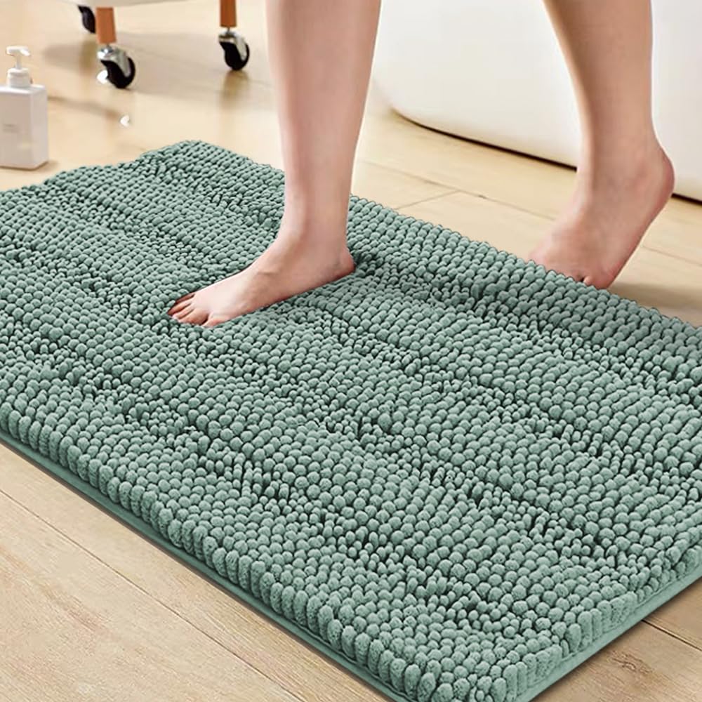 Turquoize Bathroom Runner Rug 17"x47", Soft Absorbent Chenille Bath Rug