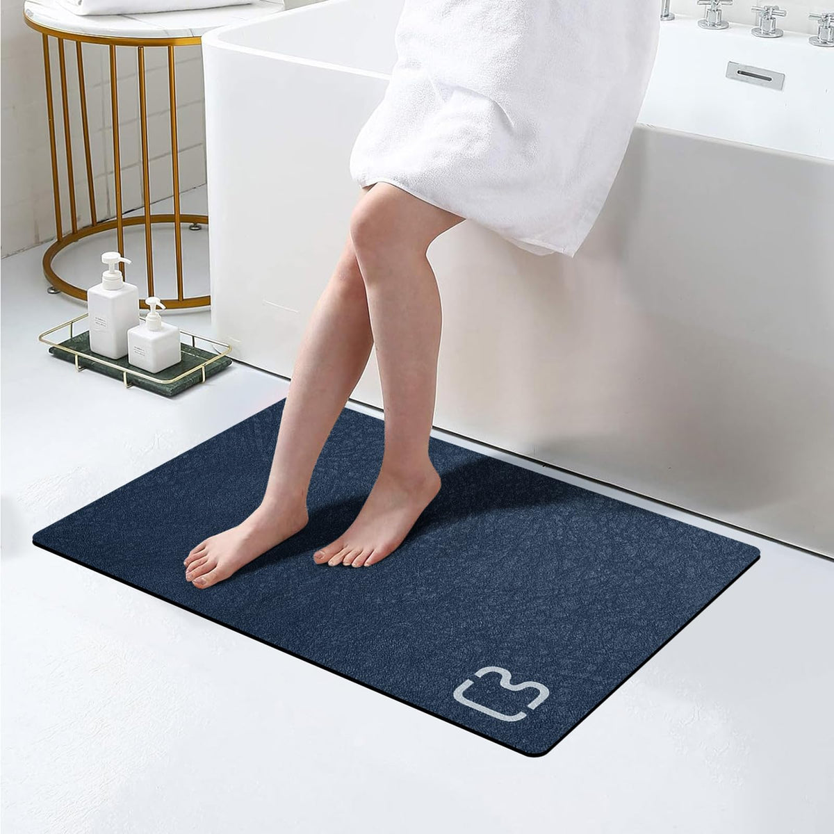 RUERYA Grey Long Bathroom Rugs Large Stone Bath Mats for Bathroom,15.7"x47"