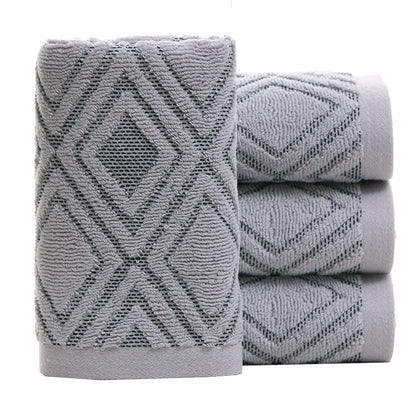 Pidada Hand Towels Set of 4 Diamond Pattern 100% Cotton Absorbent Soft Decorative Towel for Bathroom (Beige Brown)
